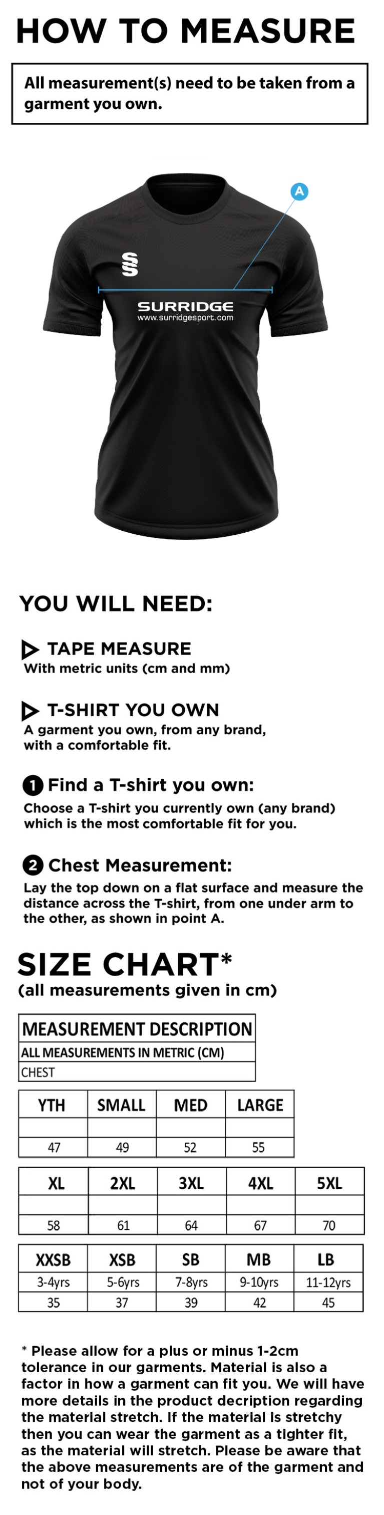 Fuse Polo Shirt : Black /  White - Size Guide