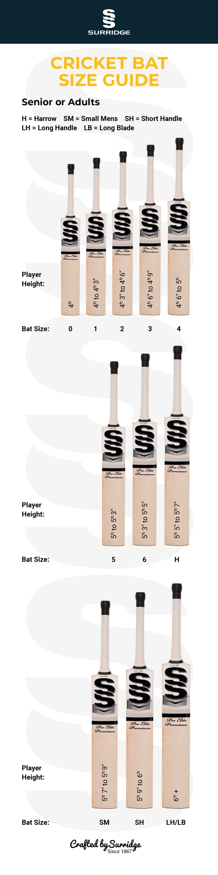 Signature Bats 15 Inch - Jumbo - Size Guide