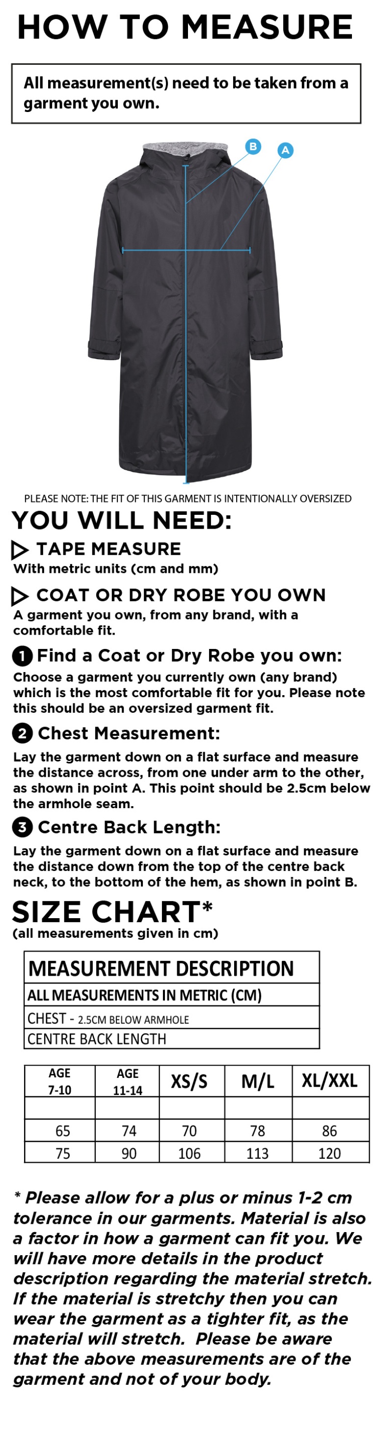 FLEECE ROBE - Size Guide